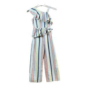 NORDSTROM Habitual Girls Size 12 Flounce Asymmetrical Jumpsuit Linen Blend Kids